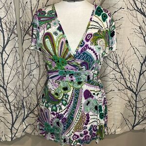 INC women’s multi-colored print tunic top. Size XL. Like new.